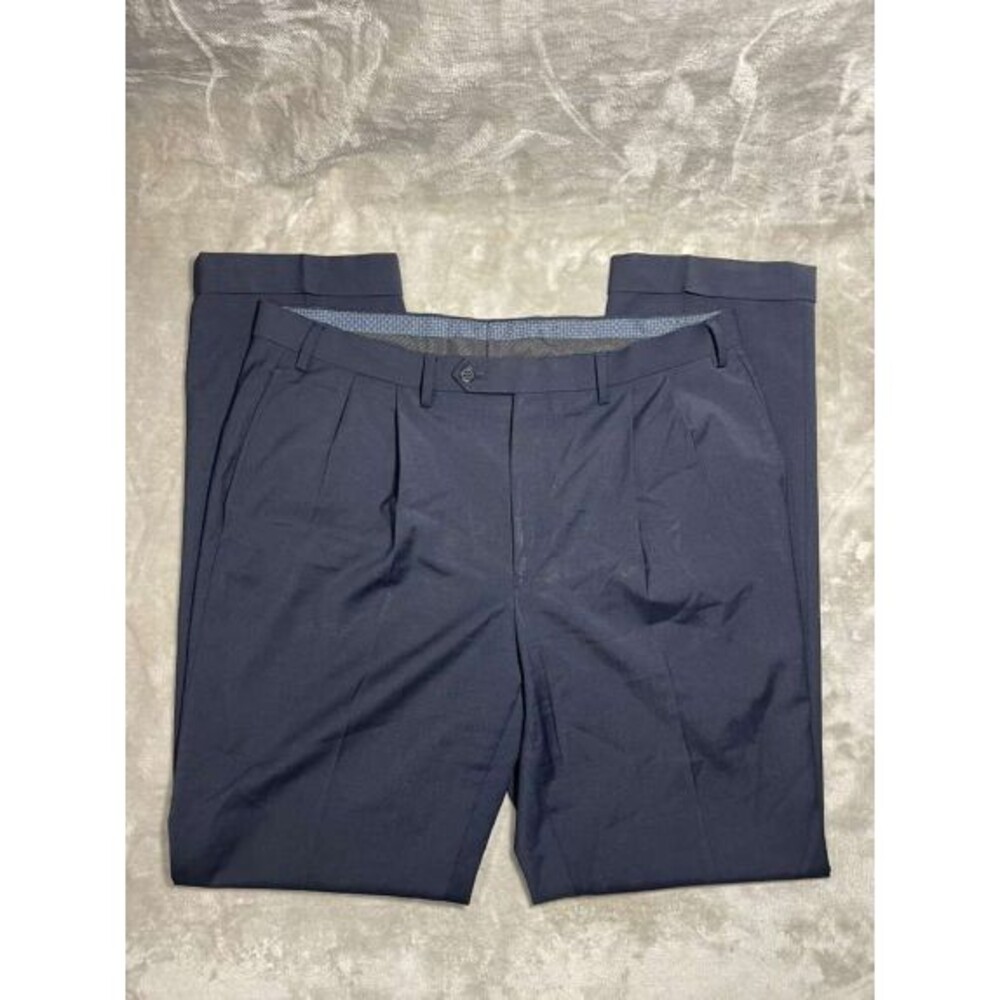 Lauren Ralph Lauren Pleated Dress Pants Men's Size 36Wx34L Navy Blue Wool-Laine